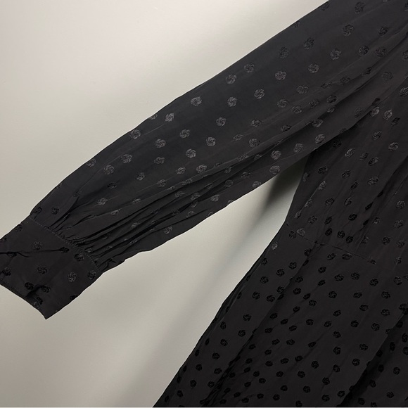 J. Crew Black Shift Jacquard Floral Dot A-Line Dress - Picture 5 of 9